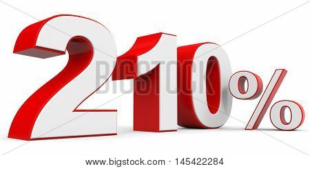 Discount 210 percent off on white background. 3D illustration.