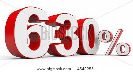 Discount 630 percent off on white background. 3D illustration.