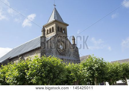 Belfry and church people burguete the way of santiago