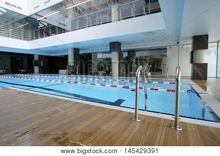 banisters in a swimming pool