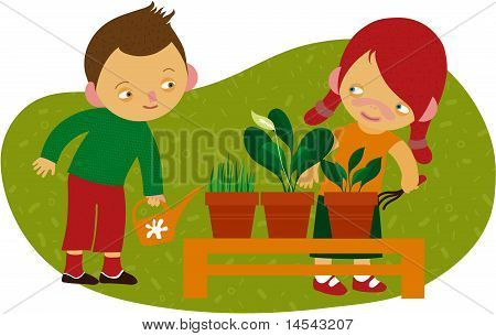 vector illustration of gardening