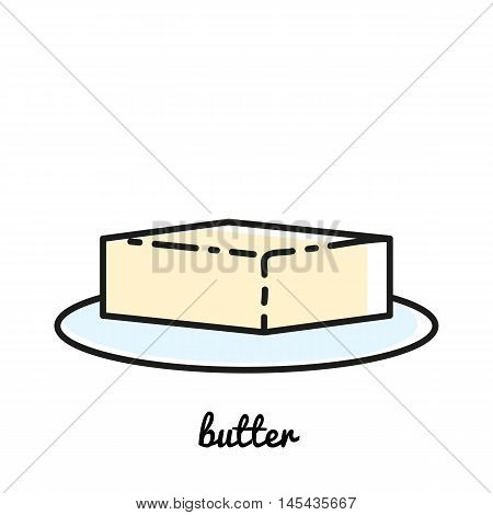 Line art butter icon. Isolated vector illustrations. Infographic element