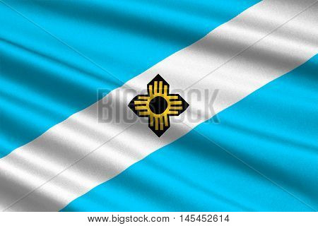 Flag of Madison is the capital of Wisconsin State United States. 3D illustration