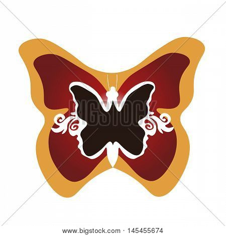Photo frame in the shape of a butterfly, vector illustration