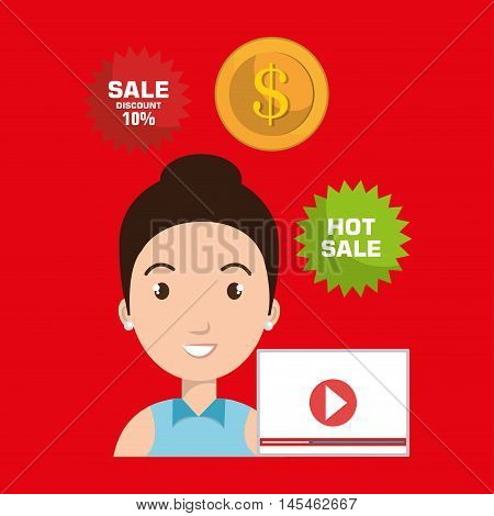 woman credit card sale vector illustration eps 10