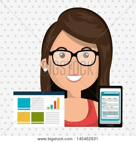 woman smartphone graphics vector illustratin eps 10