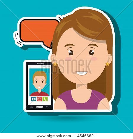 woman chat message speaker vector illustration eps 10