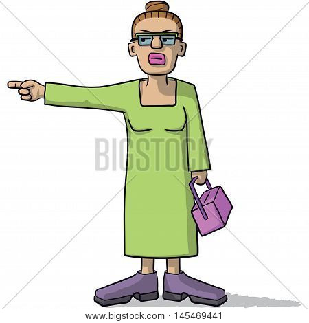 Cartoon Woman With A Suspicious Look Indicates