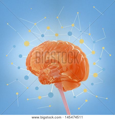 Huma brain isolated. Brain power, colorful creative thoughts. 3D illustration.