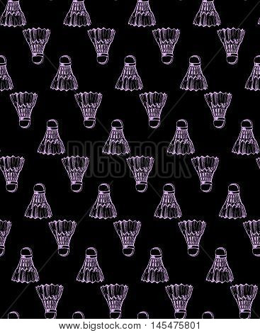 pattern. pink shuttlecocks shuttlecocks in sketch style.