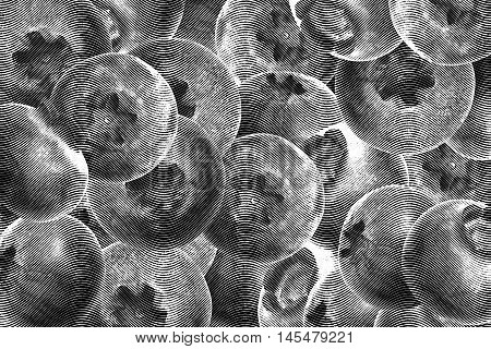 Many juicy and fresh blueberries background. Blue color blueberries close-up. Image of blueberries with high resolution. Drawing sketch painting blueberry