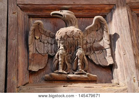 Detail of the door of the Basilica of St. Mary of the Altar of Heaven in Rome