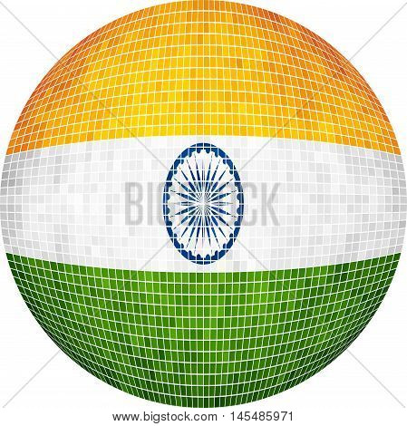Ball with India flag - Illustration, 
Sphere Indian Flag vector,  
Abstract Grunge Mosaic flag of India