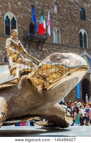 Golden Sculpture Of Jan Fabre In Florence