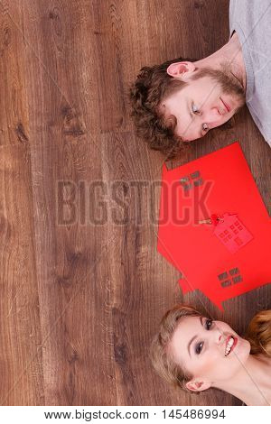 Just Married Lying On Floor.