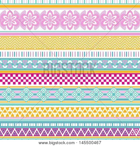 Tribal seamless pattern. Abstract background with ethnic ornament. Seamless background with different geometric shapes. Vector illustration