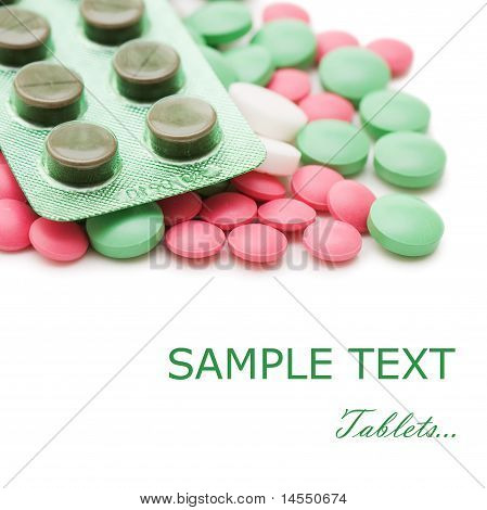 Acks Of Pills Isolated On White Background
