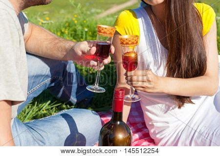 Cuple drinking wine