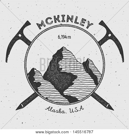 Mckinley In Alaska, Usa Outdoor Adventure Logo. Climbing Mountain Vector Insignia. Climbing, Trekkin