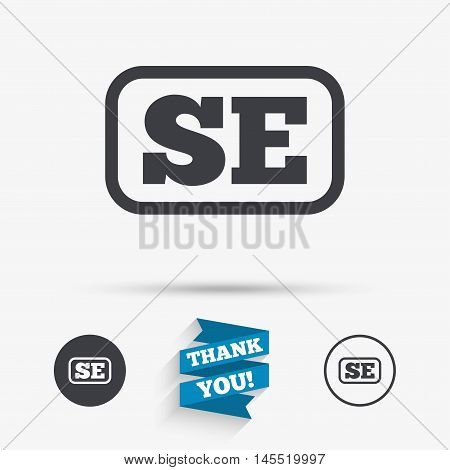 Swedish language sign icon. SE Sweden translation symbol with frame. Flat icons. Buttons with icons. Thank you ribbon. Vector