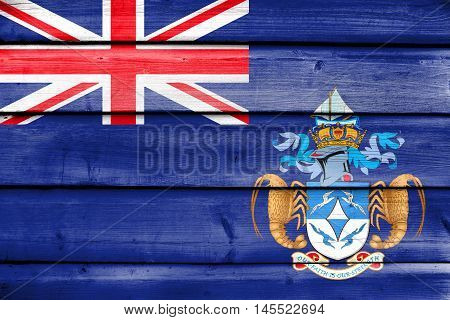 Flag Of Tristan Da Cunha (part Of Saint Helena, Ascension And Tristan Da Cunha), Painted On Old Wood