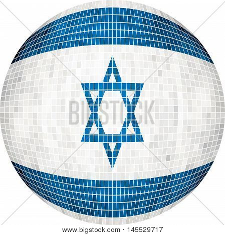 Ball with Israel flag - Illustration, 
Sphere Israel Flag vector,  
Abstract Grunge Mosaic flag of Israel