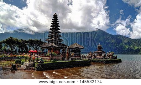 Pura Ulun Danu temple and Bratan lake Bali Indonesia