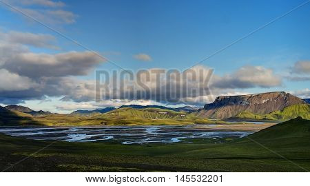 Landmannalaugar Iceland sanset great valley inner part of iseland