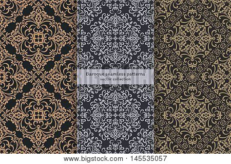 Vector seamless pattern. Set of luxury elegant baroque textures. Patterns can be used as background fabric print surface texture wrapping paper web page backdrop wallpaper and more