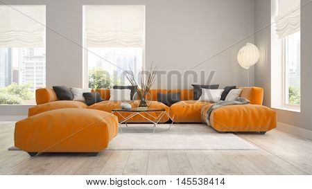 Interior of modern design room 3D rendering