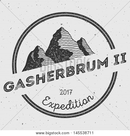 Gasherbrum Ii In Karakoram, Pakistan Outdoor Adventure Logo. Round Expedition Vector Insignia. Climb