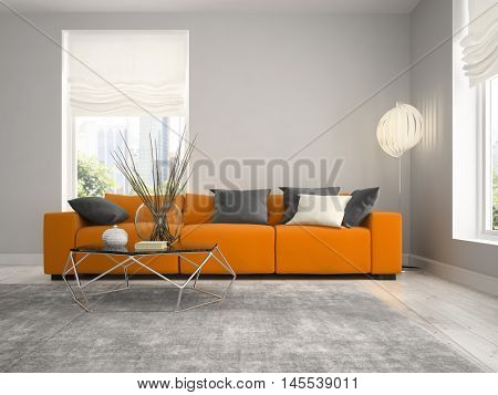 Interior of modern design room 3D rendering
