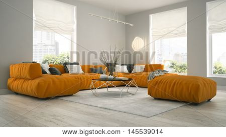 Interior of modern design room 3D rendering