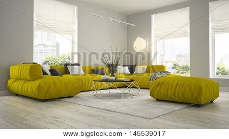 Interior of modern design room 3D rendering