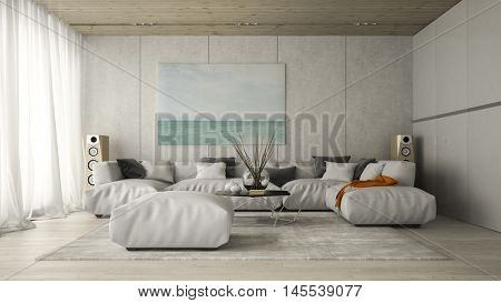 Interior of modern design room 3D rendering
