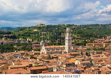 The city center of Verona Italy. The historic city center.