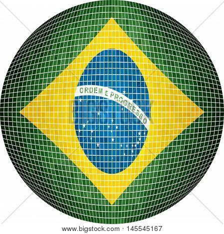 Ball with Brazil flag - Illustration, 
Sphere Brazilian flag vector,  
Abstract Grunge Mosaic flag of Brazil