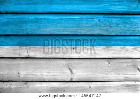 Flag Of Viljandi, Estonia, Painted On Old Wood Plank Background