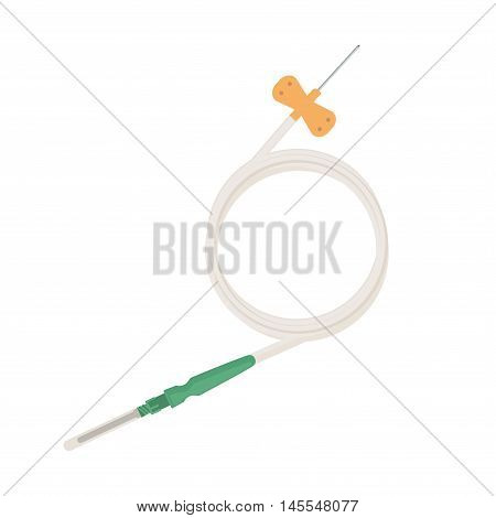 Сatheter needle-butterfly with Luer Lock adapter. Vector illustration.