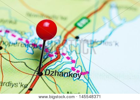 Dzhankoy pinned on a map of Krym