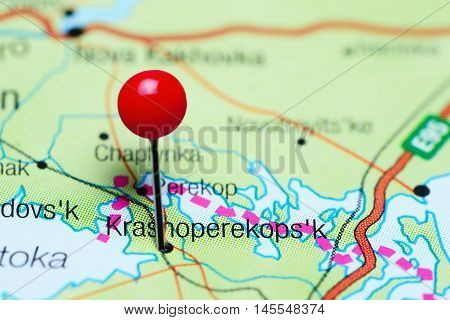 Krasnoperekopsk pinned on a map of Krym