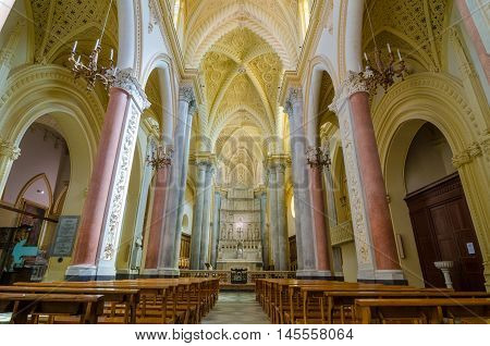 Interior Of The Cathedral Of Erice, Santa Maria Assunta. Sicily, Italy.
