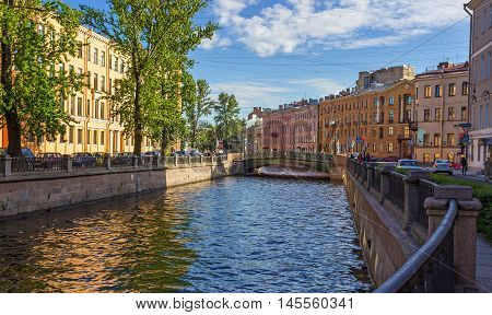 Bridge on the channel of Griboedov in St Petersburg Russia