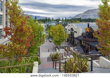 Queenstown, New Zealand - March 2016: Street Scenes And Business District Of Queenstown, South Islan