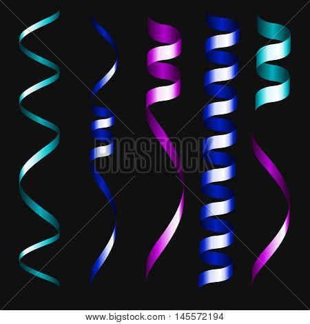 colorful confetti on dark background isolate objects