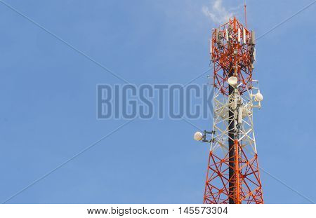 The red antenna tower with clear background