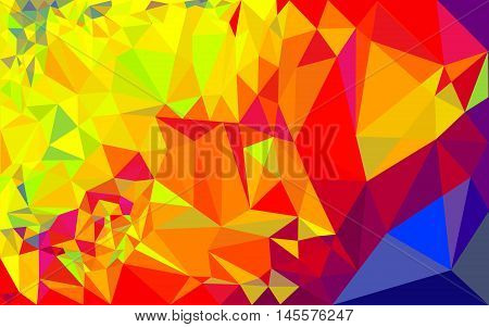 low poly abstract background with yellow, red and blue colors