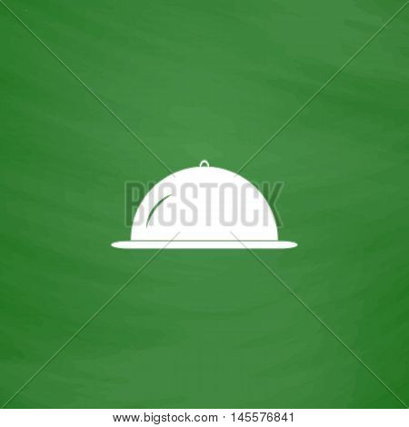 cloche Simple vector button. Imitation draw icon with white chalk on blackboard. Flat Pictogram and School board background. Illustration symbol