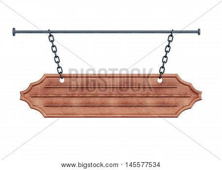 Wooden Signboard Isolated On White Background. 3D Rendering
