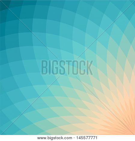 Background with bright blue and yellow geometric flower. Flow spectral light.